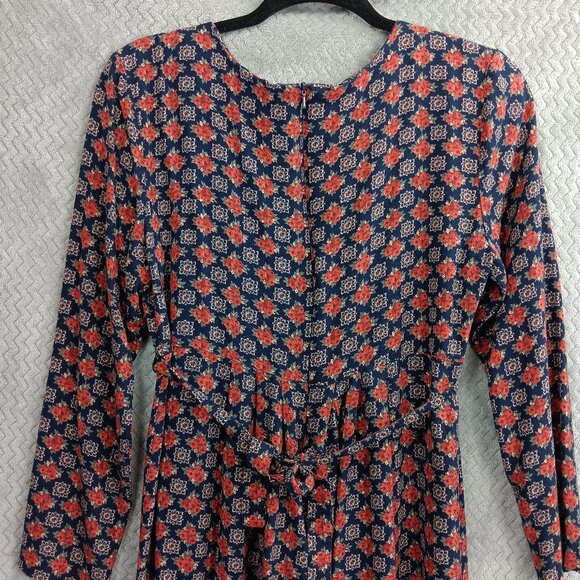 JONATHAN MARTIN Women's Navy Floral Button Front Cottagecore Midi Dress Size 12 - Picture 6 of 8
